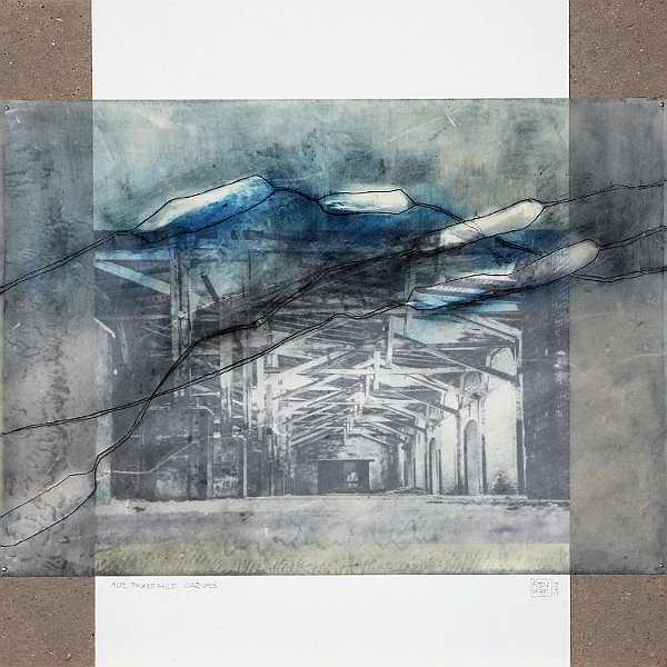 Pakethalle II   / Wachs, Öl, Papier auf Wabenkarton, 30*30 cm