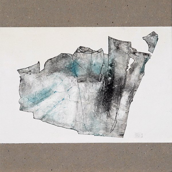 Wachsstrukturen I  / Wachs, Öl, Papier auf Wabenkarton, 30*30 cm